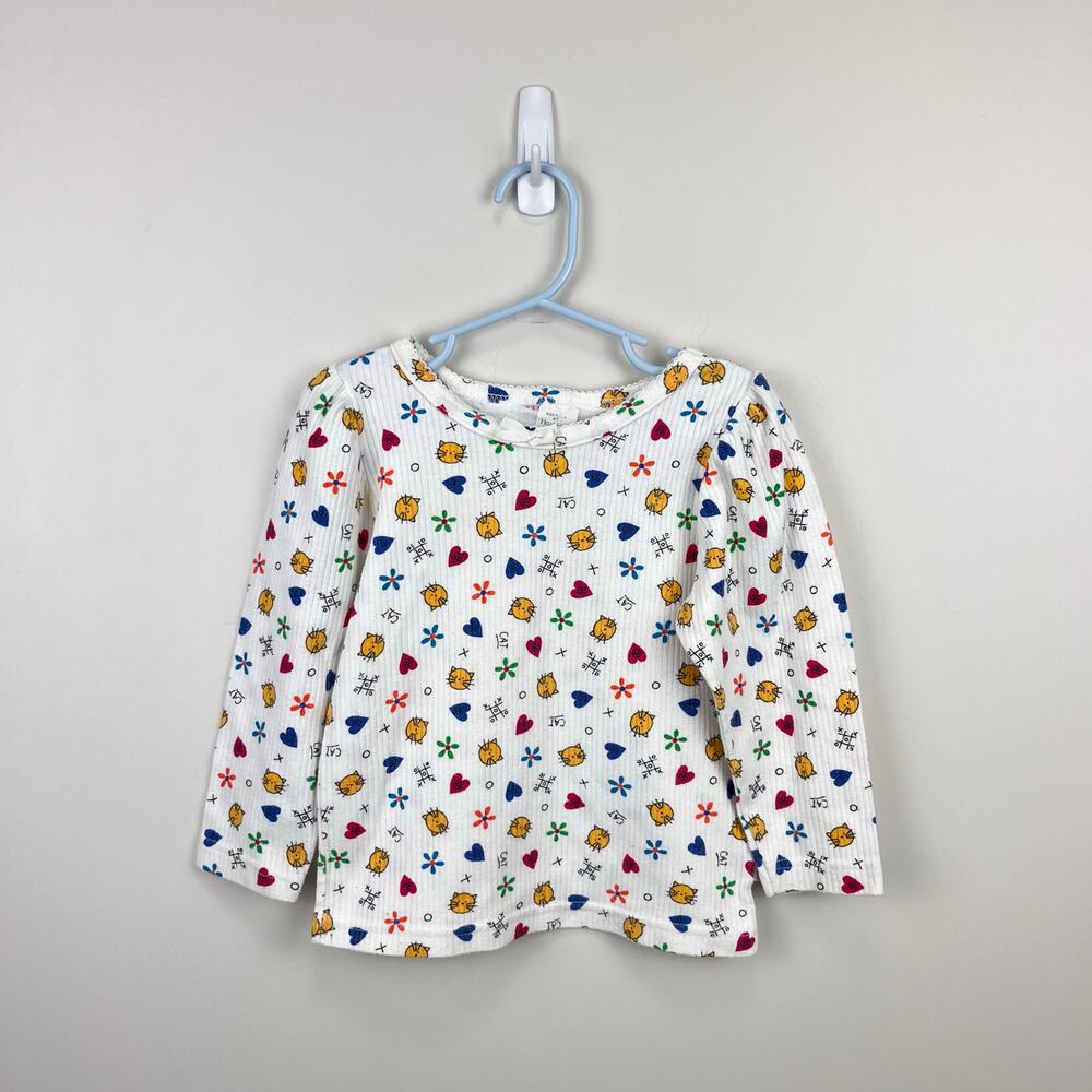 Vintage Healthtex Long Sleeve Tic Tac Toe XO Cat T-shirt 4T USA